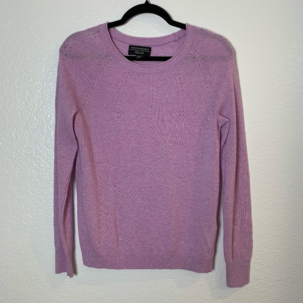 Banana Republic Sweater Small Purple Italian Yarn Filpucci Wool Cashmere Blend